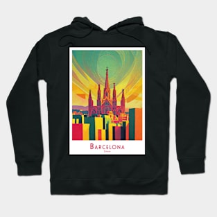 Colorful minimalistic Barcelona Vibrant Skyline in Spain Hoodie